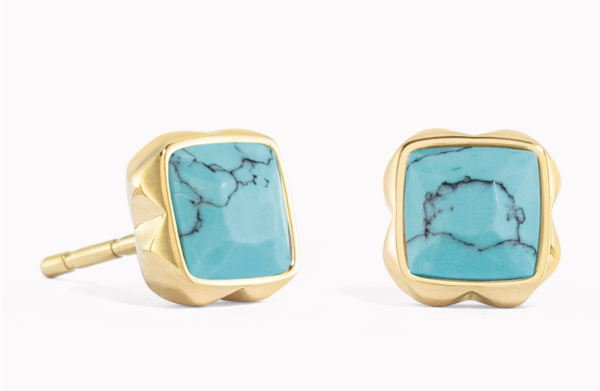 Coeur de Lion Gold Studs Turquoise - December